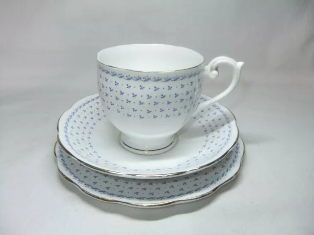 Queen Anne Tea Trio Tea Cup & Saucer, Side Plate Georgian Bone China Rare