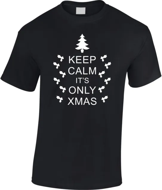 Keep Calm It's Only Xmas Children's T Shirt Christmas Tee Cool Youth Kids Gift