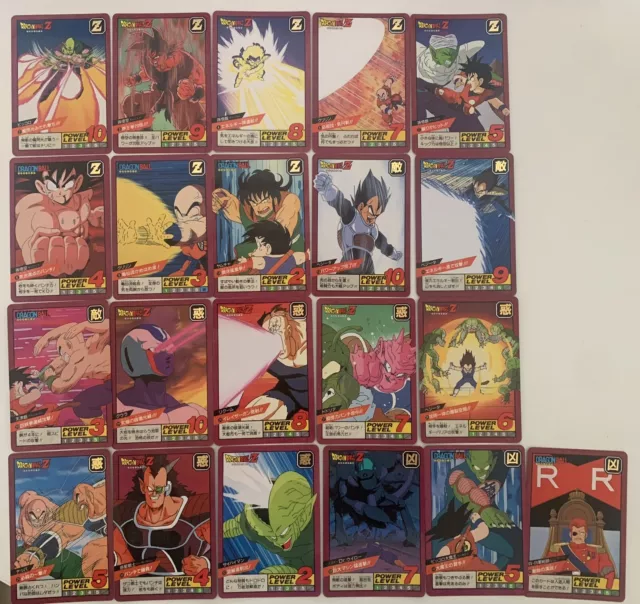 DRAGON BALL Z DBZ SUPER BATTLE Part1 -Lot de 21 CARDS CARDDASS JAPAN 1991 EXC