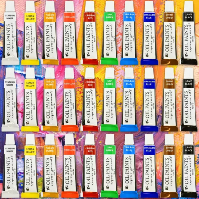 30x 12ml ARTIST QUALITY OIL PAINTS Colour Tubes School Studio Gift Set Art Craft