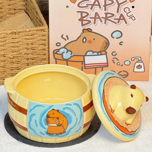 Capybara Keramik-Tasse Mit Deckel, 400 Ml – Lustiges 3D-Design, Mikrowellen- & Spülmaschinengeeignet