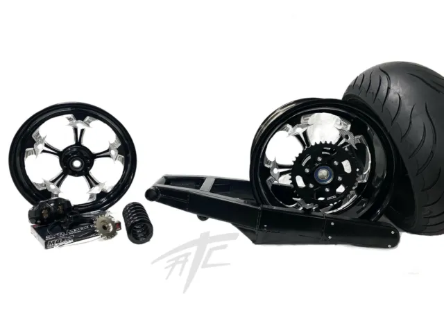 240 Fat Tire Kit Black Contrast Street Fighter Wheels 2009-2016 Suzuki Gsxr 1000
