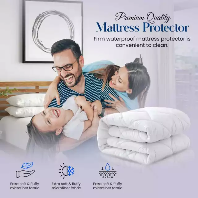Waterproof Quilted Matress Mattress Protector Extra Deep  Fitted Bed Cover