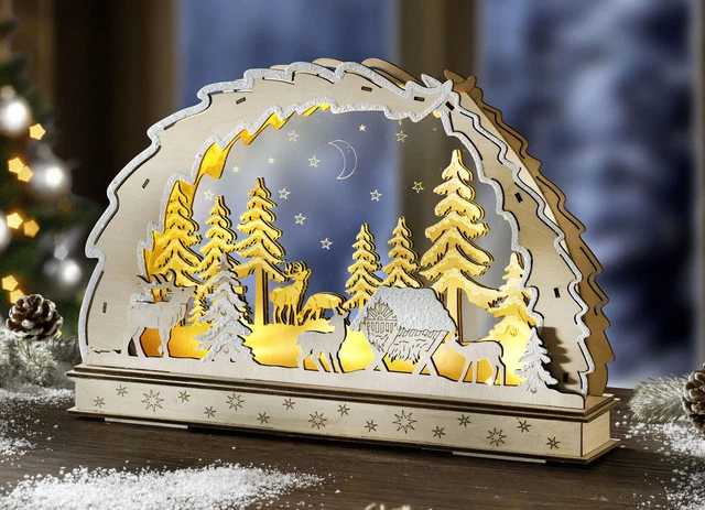 Fenster Leuchter Lichterbogen Winterlandschaft Schwipbogen Weihnachten Deko