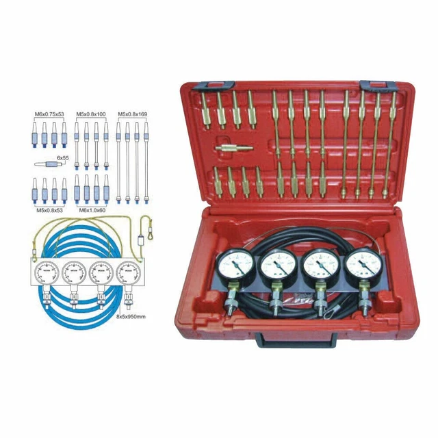 Tester Di Sincronizzazione Per Carburatore – 4 Manometri In Metallo Blu, Per Moto E Auto, Con Tubi Flessibili E Prolunghe