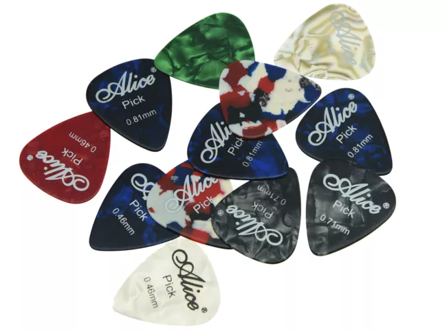 12pcs Alice Guitar Picks Celluloid Plectrum Plectrums Assorted Thickness Colors