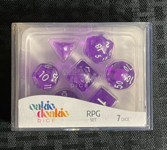 RPG 7 Piece Dice Set Translucent Purple - Oakie Doakie Dice