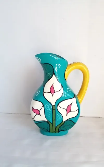 Ceramic vase, 'Colorful Curves' - Curvy Talavera-Style Ceramic Vase Crafted