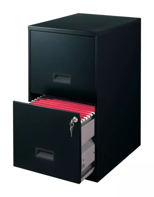 Space Solutions 18" Deep 2 Drawer Letter Width Vertical File Cabinet, Black