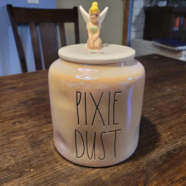 Rae Dunn Peter Pan Disney White Cookie Jar Canister And Tinker Bell Topper - New