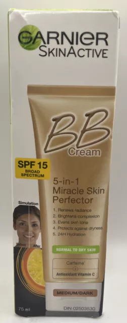 Garnier BB Cream Spf15 Miracle Skin Perfector Normal Dry Skin Med. Dark.EXP 6/25