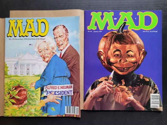 Mad Magazine ~ Lot 2 Issues ~# 315 George & Barbara+ # 316 Pumpkin ~ W/Mailer!