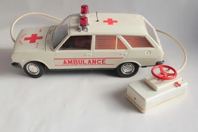 Jouet Mécanique Rico - SEAT 1430 Ambulance/Police, Espagne, Occasion Vintage