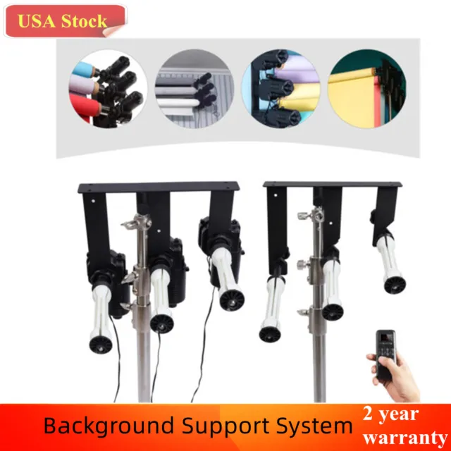 3-Roller Motorized Electric Wall Mount Background Support Drive System+Remote