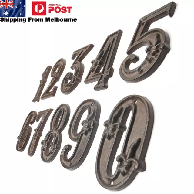 Heavy Cast Iron Vintage Design Rustic Brown House Numbers 0-9 Appro 120MM