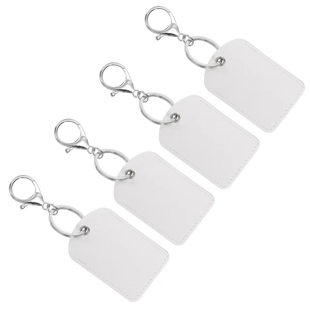 Portachiavi in pelle, 4 pz portachiavi in pelle con portachiavi per carte d'identità, bianco