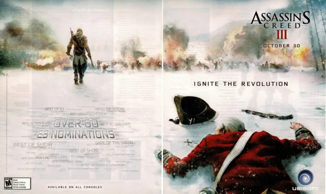 2012 Assassin's Creed 3 III Video Game 2-page Vintage Print Ad