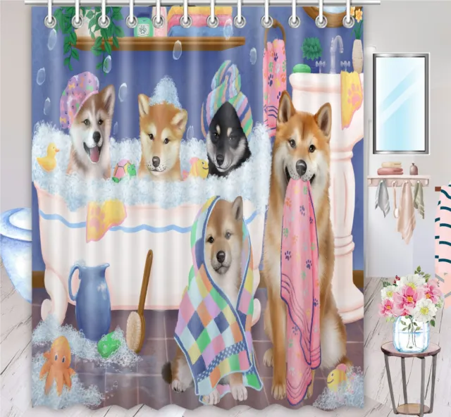 Halloween Shiba Inu Dog Shower Curtain Bathtub Screens Personalized Hooks