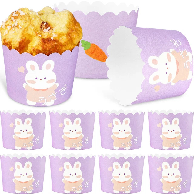 100 pz tazze da forno carta muffin modello coniglio cupcake grasso - avvolgimento