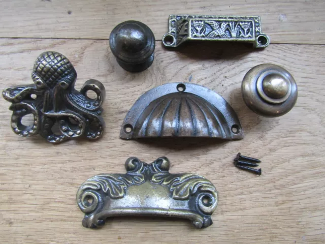 CAST IRON Kitchen cabinet cupboard drawer knob pull handles rustic vintage retro