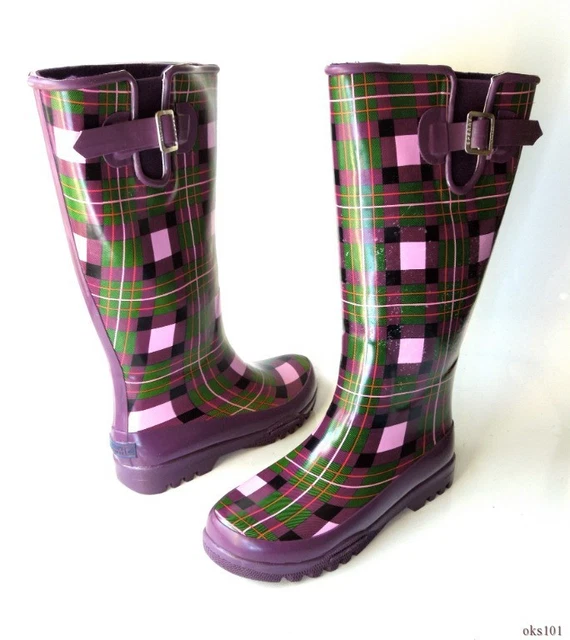 SPERRY Top-Sider purple plaid 6 fleece-lined SNOW RAIN BOOTS 'Pelican' new SPERRY Top-Sider purple plaid 6 fleece-lined SNOW RAIN BOOTS 'Pelican' new