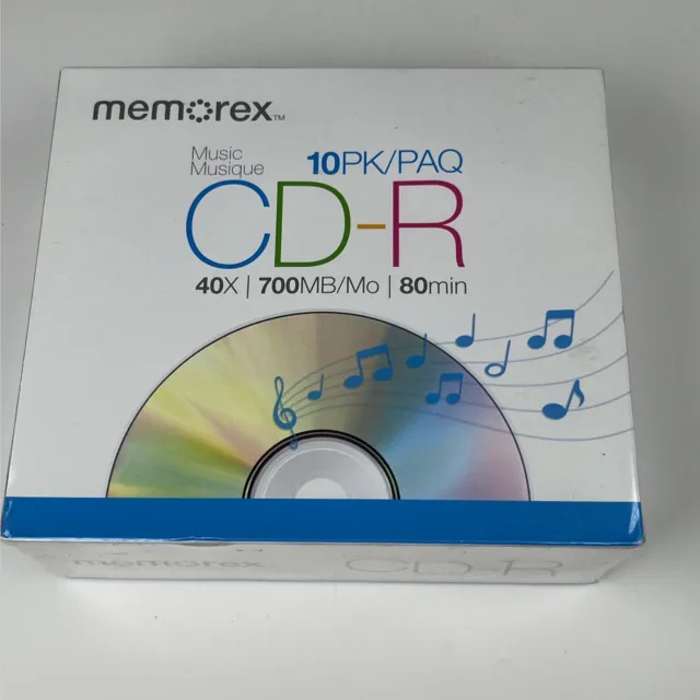 Memorex Music CD-R Recordable Blank CDs 40X 700 MB 80 min 10 Pack Sealed
