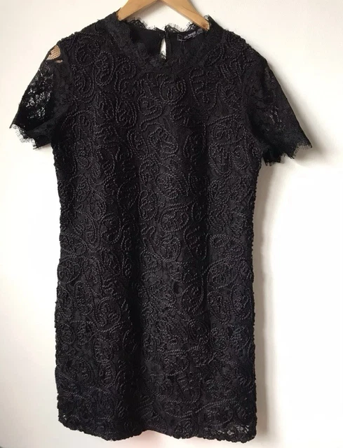 ZARA SEMI SHEER BLACK CONTRAST EMBROIDERED DRESS SIZE XS New with tags  7521/052 10.01 - PicClick UK