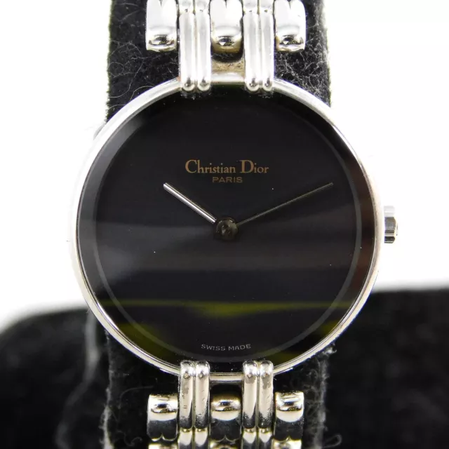 Christian Dior Bagheera D44-120 BLACK WOMEN'S SILVER VINTAGE WATCH SWISS QUARTZ