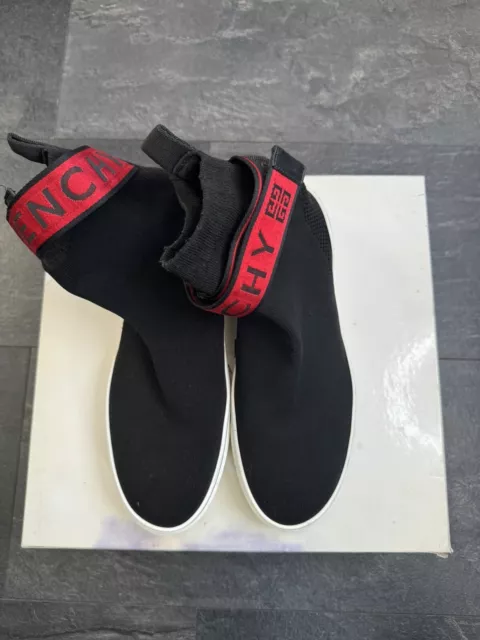 GIVENCHY MESH SOCK George V Strap Black Red Fabric Sneakers UK