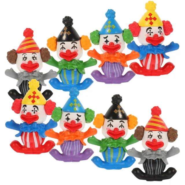 8 Miniature Clown Figurines Resin Circus Props Halloween Decor-
