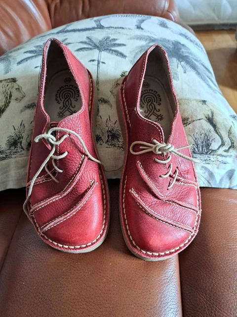 Piatti stringati donna rossi o morti in pelle, rossi, taglia EUR 38, UK 5