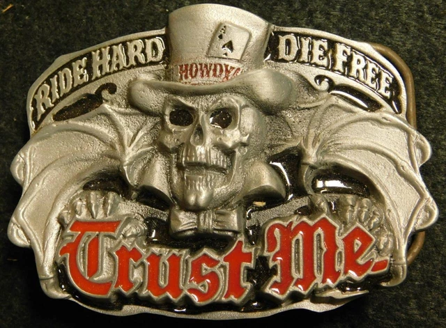 VINTAGE RIDE HARD Die Free Trust Me Belt Buckle - GAP #4138 - USA