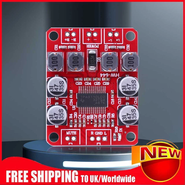 TPA3110 Digital Audio Amplifier Board DC 8-26V 12V 15W+15W for 4-10 Ohm Speaker