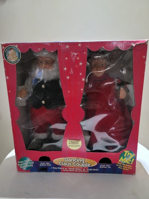 VINTAGE 1998 ANIMATED Gemmy Dancing Claus Couple Santa and Mrs. Claus W