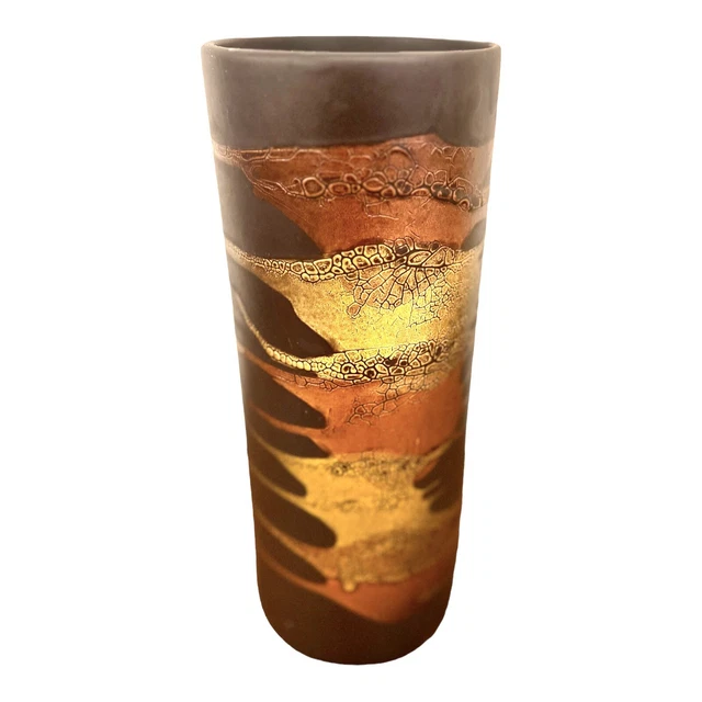 Royal Haeger Mid Century Earth Wrap Series RARE Large Cylindrical Vase 12.5”