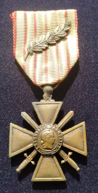 1914-1918 WW1 FRENCH CROIX DE GUERRE FRANCE WAR MEDAL ORIGINAL + Palm W1CDGp23