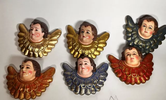 Collectible wood Cherub Angel Heads wall ornament handmade