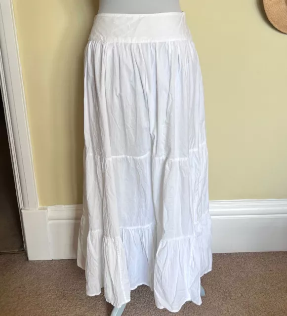 "Sottoveste bianca cotone stile vittoriano sottogonna fronzoli lunghezza intera UK 12 W 30"