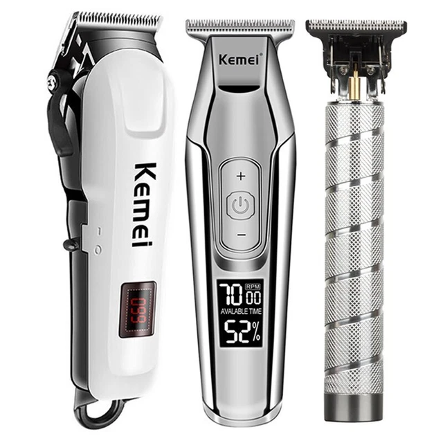 PRO Barber Hair Clipper Shaver Set Electric USB Charging Trimmer Silver Theme
