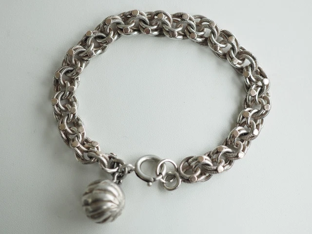 Bracelet Ancien En Argent Sterling | Mailles Larges | Style Chaîne | Occasion Bon état