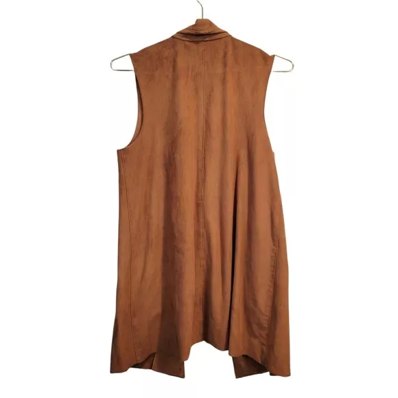 1. State | Faux Suede open Draped Vest Brown Size M 3