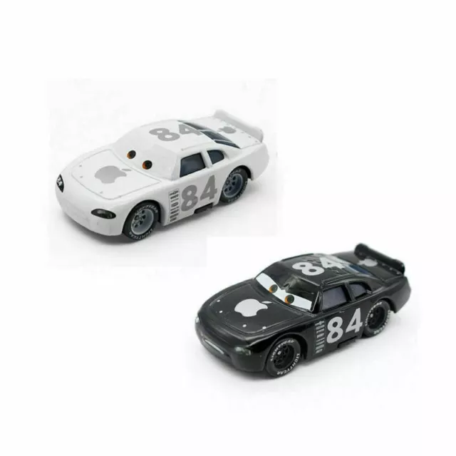 Disney Pixar Movie Cars Diecast Toy Car White & Black #84 Apple Car Loose