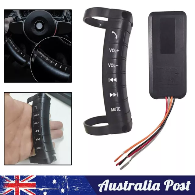 Wireless Car Steering Wheel Button Remote Control Black For GPS Stereo Radio