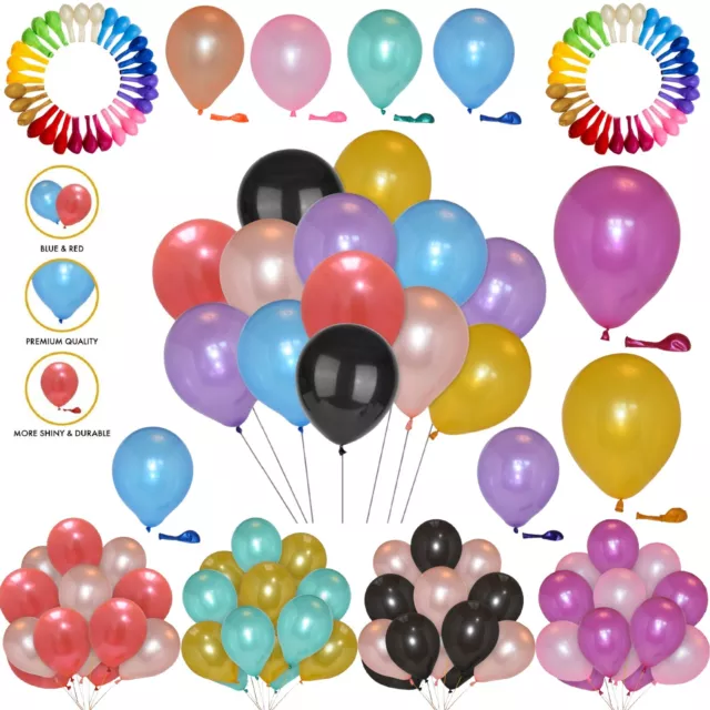 100 x 12" METALLIC/Pearlised  Birthday Balloon High Quality LATEX BALLOONS BAL