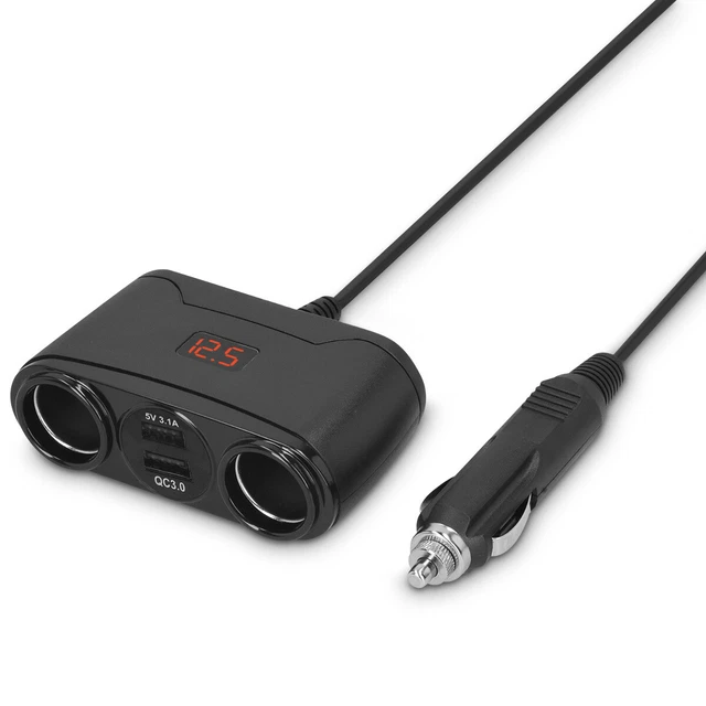 Adaptateur Allume-Cigare avec 2x prise USB - 12V / 24V vers 5V / 9V / 12V