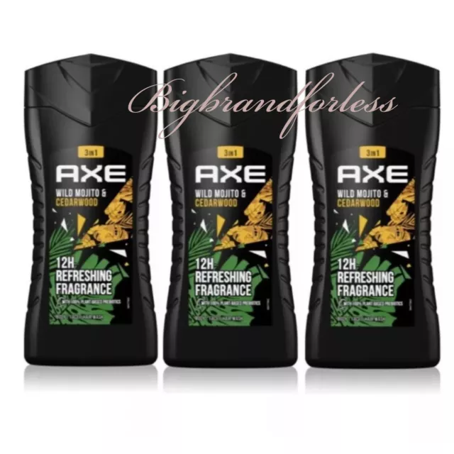 Axe Wild Green Mojito & Cedarwood Lynx Shower Gel Rare 250 Ml X 3