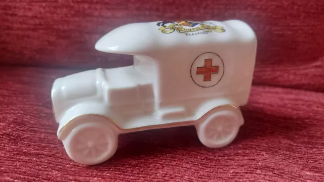 Rare Carlton Crested China WW1 WD Red Cross Ambulance - 'BRADFORD'