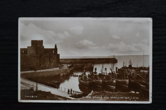 Postcard Peel Castle & Breakwater Isle of Man Posted 1933 Valentines Photo RP