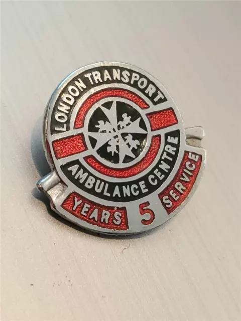 Vintage London Transport Ambulance Service 5 Years Service Enamel Pin Badge