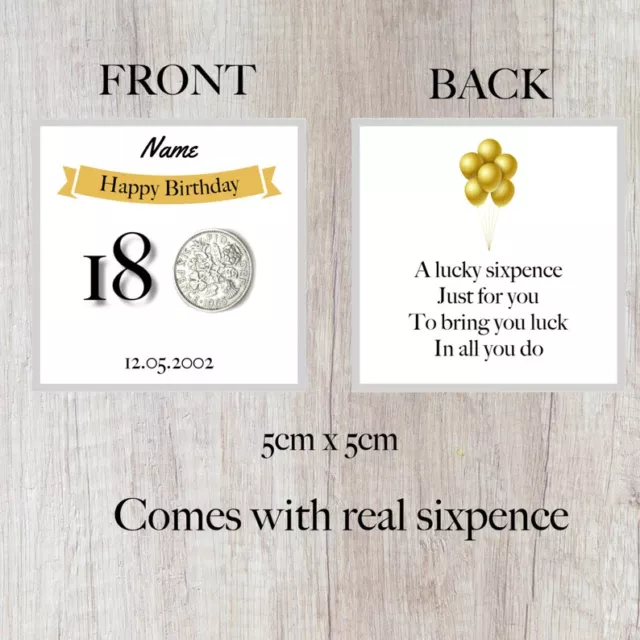 Personalised Lucky Sixpence 18th Birthday Token - Gift - Banner Design 2006